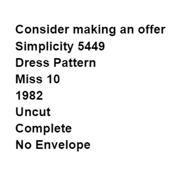 Simplicity 5449 Pattern Dress Miss 10 1982 Uncut Vintage Midi Flare Side Pocket - Picture 3 of 6